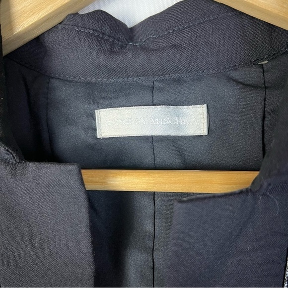 Badgley Mischka Navy Blue Black Pinstripe Short Sleeve Mid Length Sailor Dress 8 - Picture 5 of 5